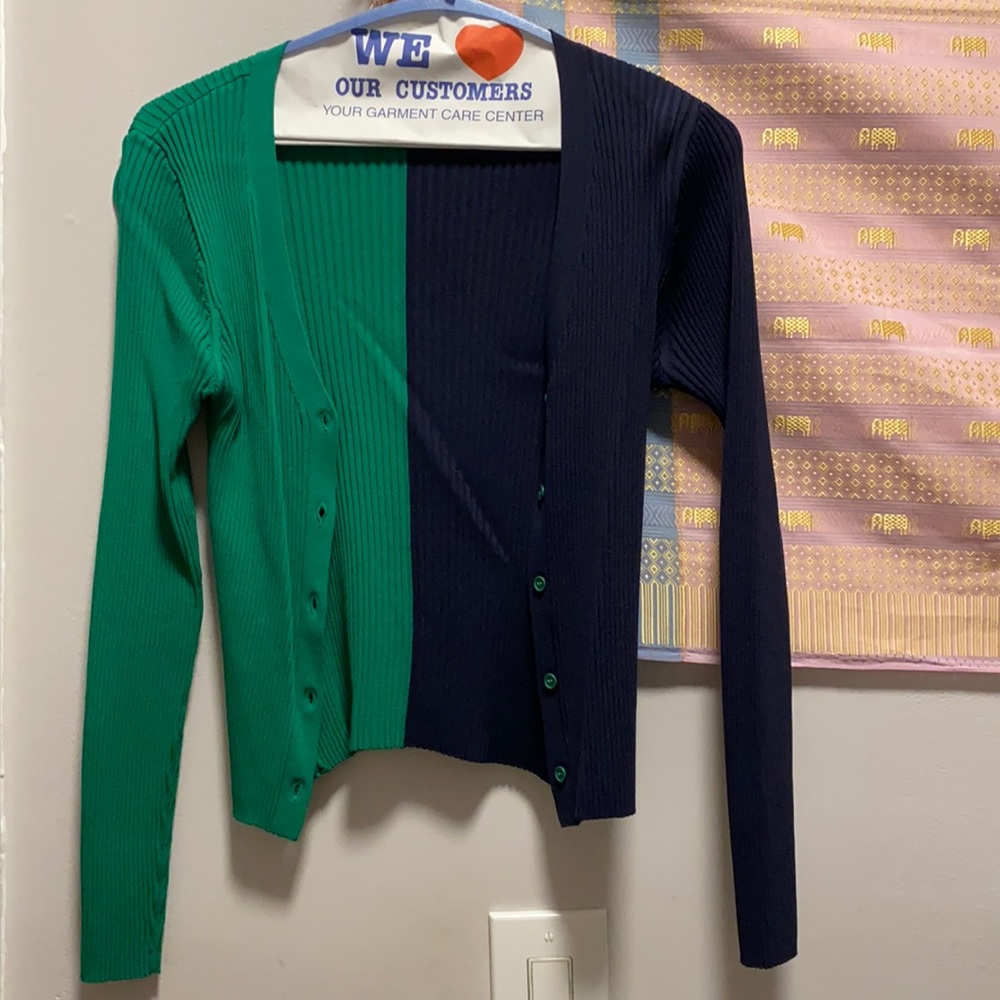 STAUD Sweater Cardigan Shoko Cargo Colorblock Ribbed